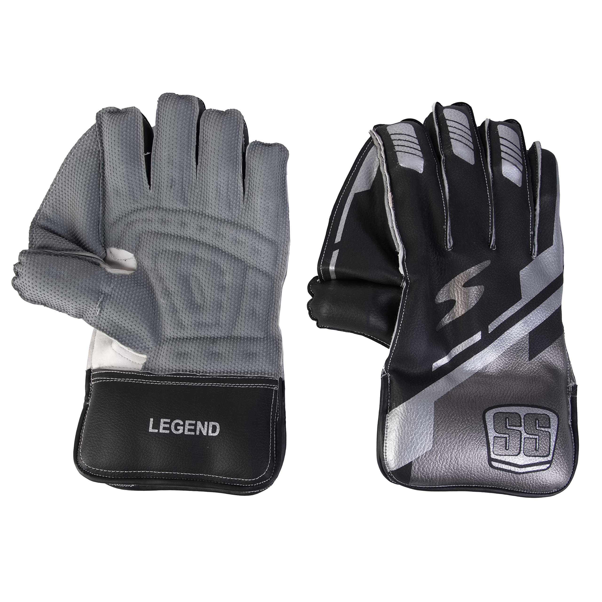 SS Cricket LEGEND Wicket Keeping Gloves  Mens Size (Black)