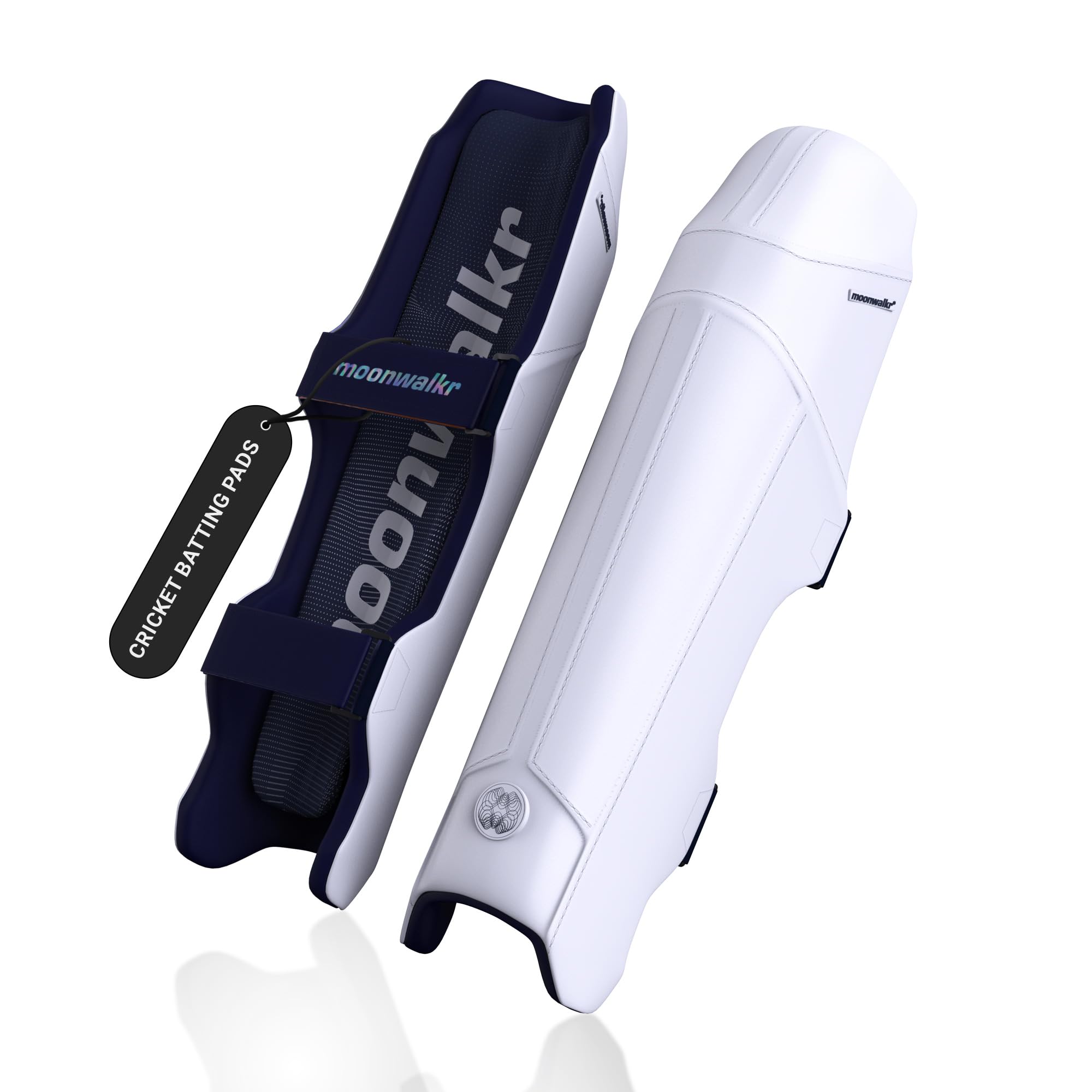 moonwalkr Cricket Leg Guard 2.0 Cricket Guard for Unisex of Batters Height (54"- 58") Cricket Pads Batters Leg Guard & Perfect for Running Between Wickets (White Medium)
