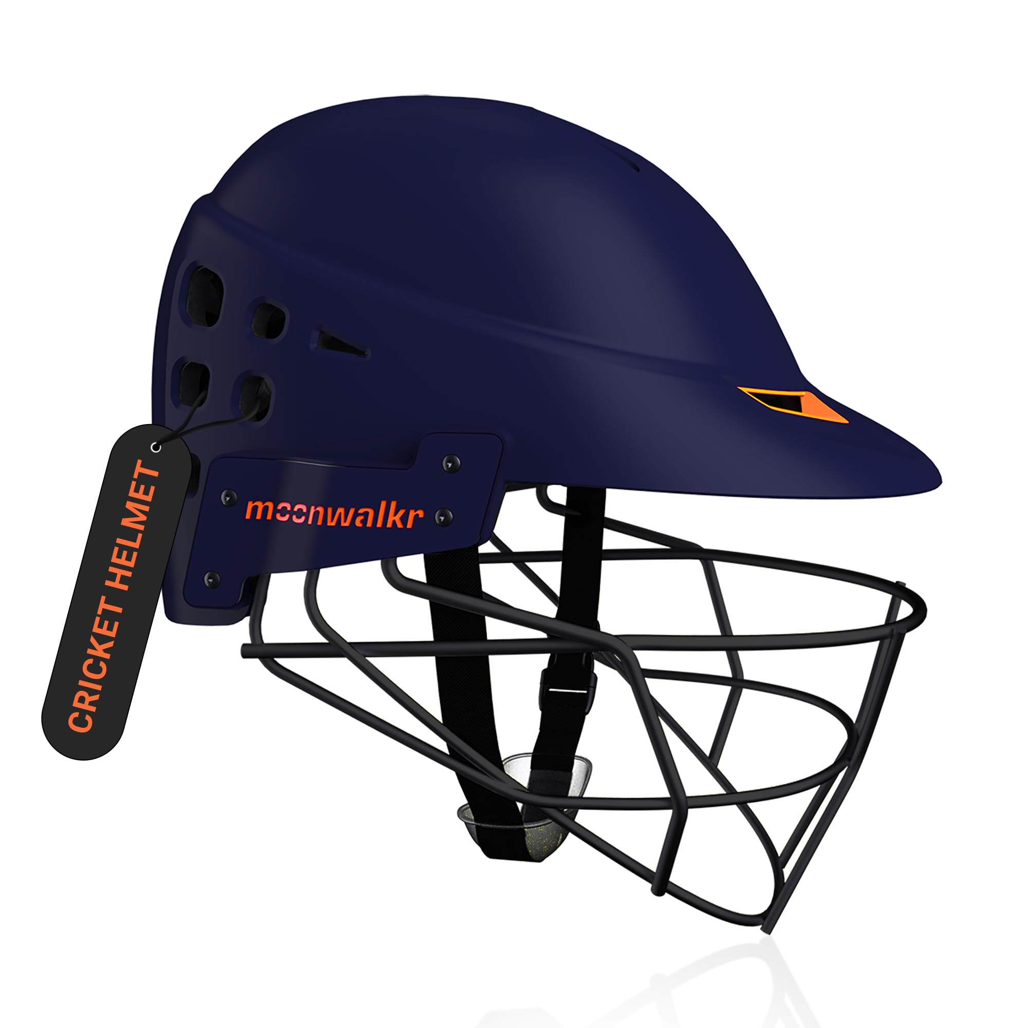 moonwalkr Cricket Helmet Mind 2.0 Cricket Guard for Unisex Head Size (62-65) CM Cricket Gear for Batting Helmet with 30 air Vents & Endure Impacts up to 100 mph for Cricket Safety (Blue X-Large)